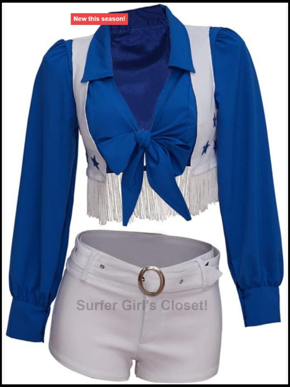 Women's Sexy Cheerleader Costume Two Piece Set with Top, Vest, Shorts, Belt